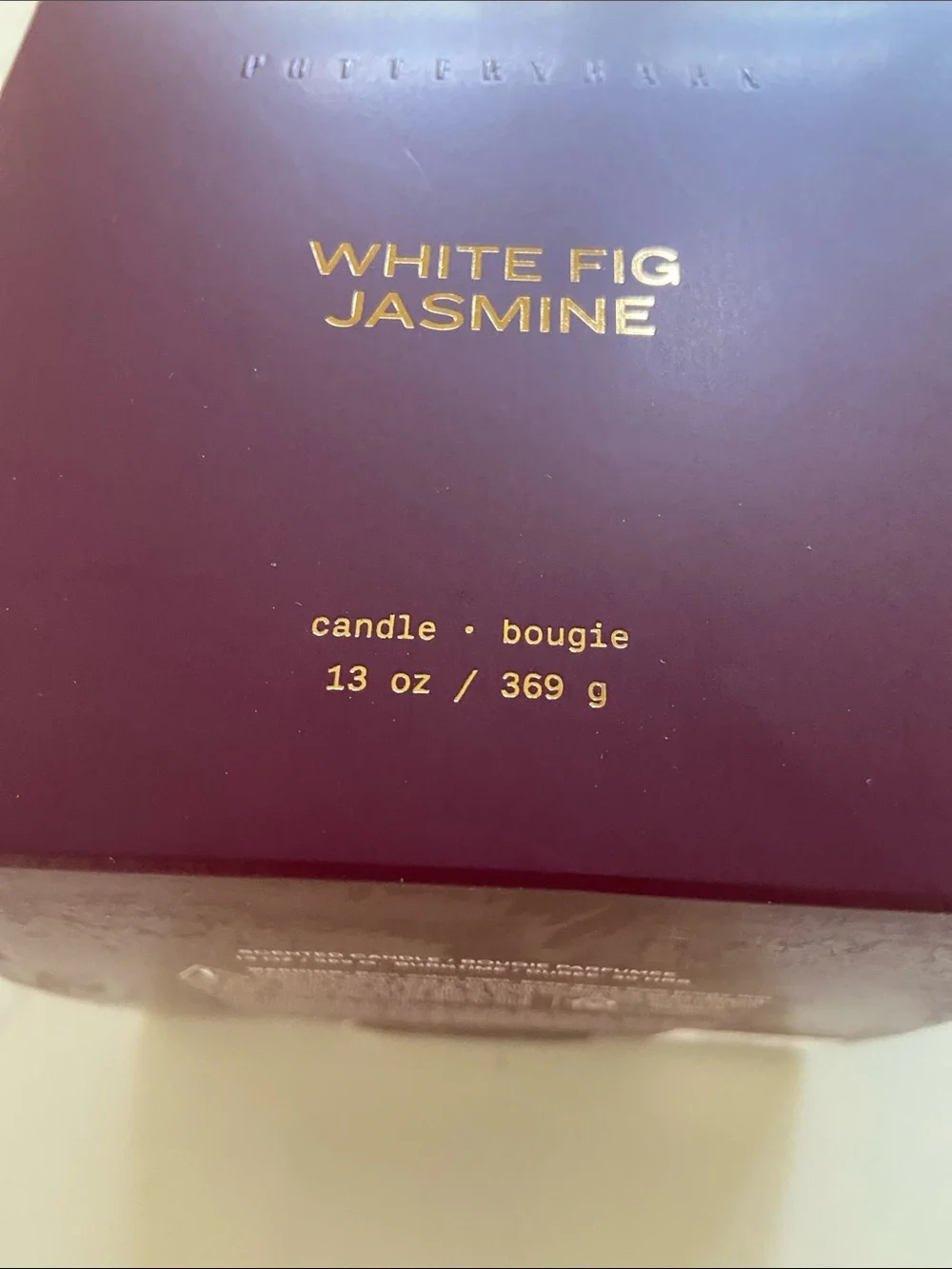 Pottery Barn White Fig Jasmine Candle - Deep Plum